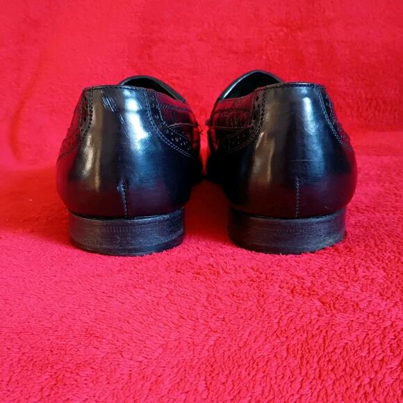 VTG Leather Kiltie Loafers Wingtip Brogue Detail Men Sz 10D Black Old Money 80s main image 8